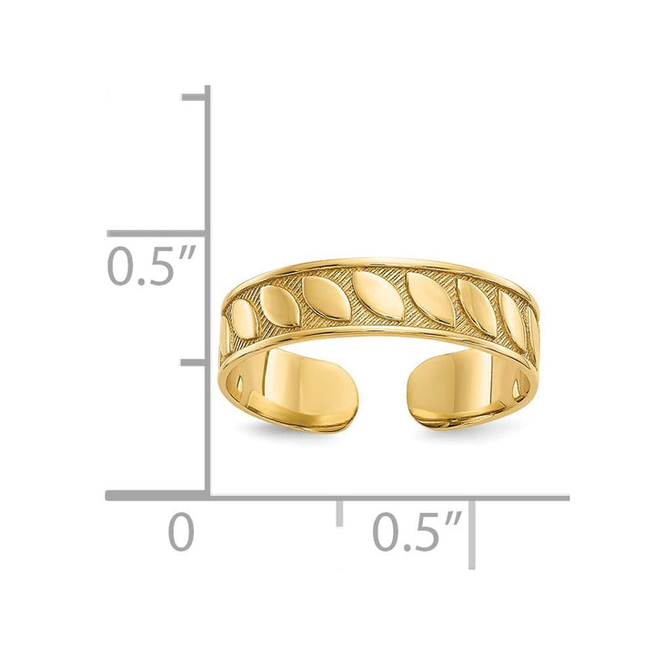 14k Yellow Gold 4mm Leaf Design Toe Ring