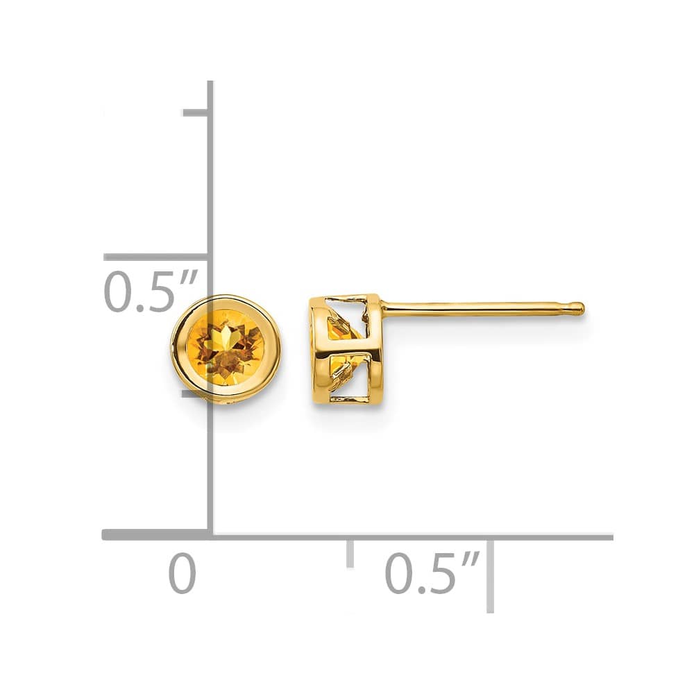 14K Yellow Gold 4mm Round Bezel Post Earrings, view 24 of 24