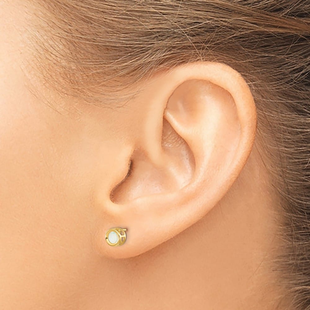 14K Yellow Gold 4mm Round Bezel Post Earrings, view 19 of 24