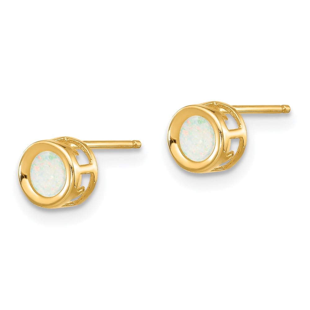 14K Yellow Gold 4mm Round Bezel Post Earrings, view 18 of 24