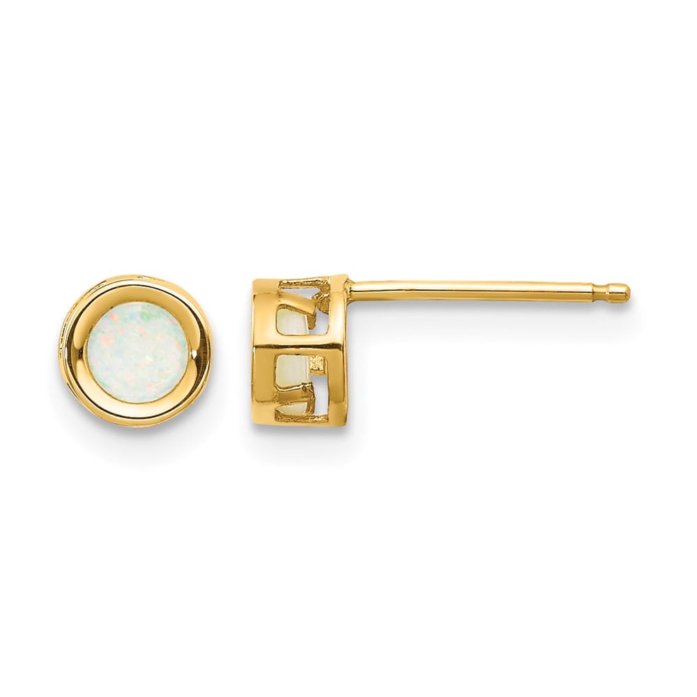 14K Yellow Gold 4mm Round Bezel Post Earrings, view 17 of 24