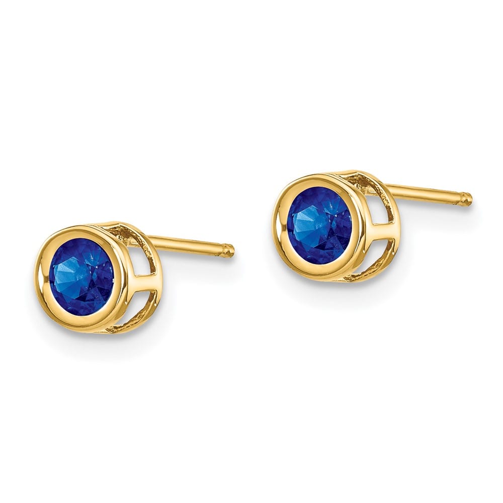 14K Yellow Gold 4mm Round Bezel Post Earrings, view 14 of 24