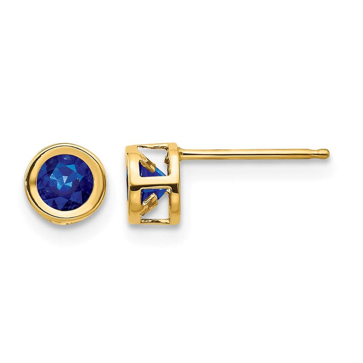 14K Yellow Gold 4mm Round Bezel Post Earrings, view 13 of 24