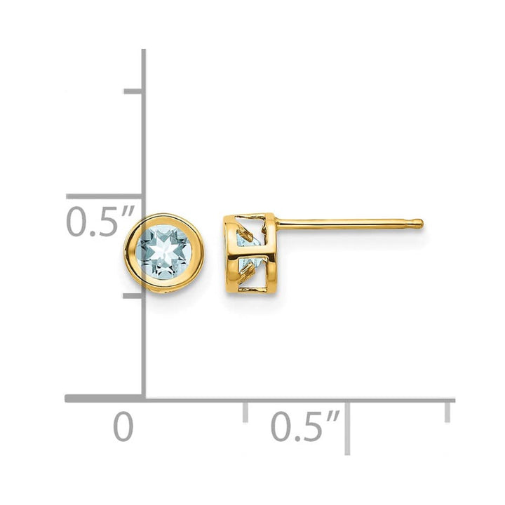 14K Yellow Gold 4mm Round Bezel Post Earrings, view 12 of 24