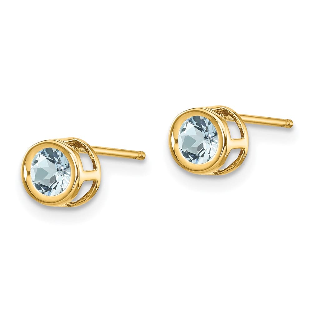 14K Yellow Gold 4mm Round Bezel Post Earrings, view 10 of 24