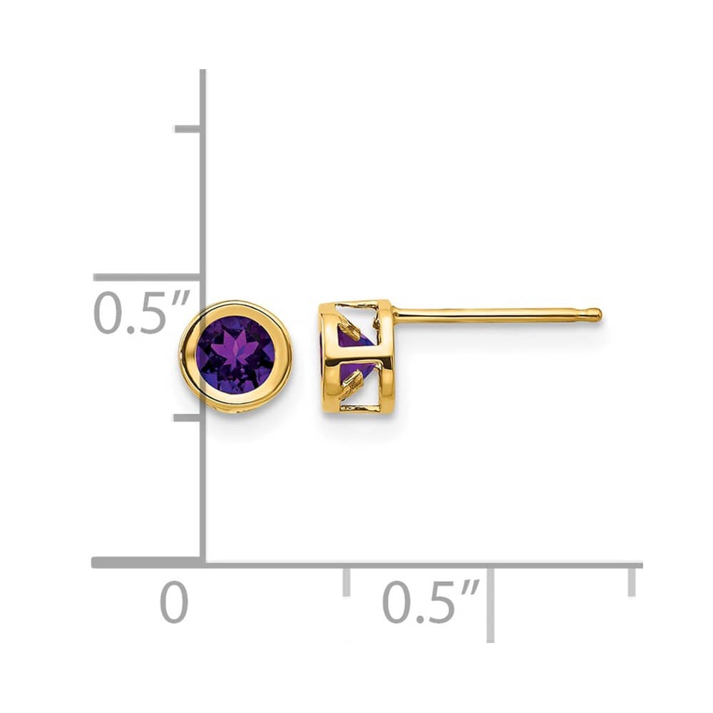 14K Yellow Gold 4mm Round Bezel Post Earrings, view 8 of 24
