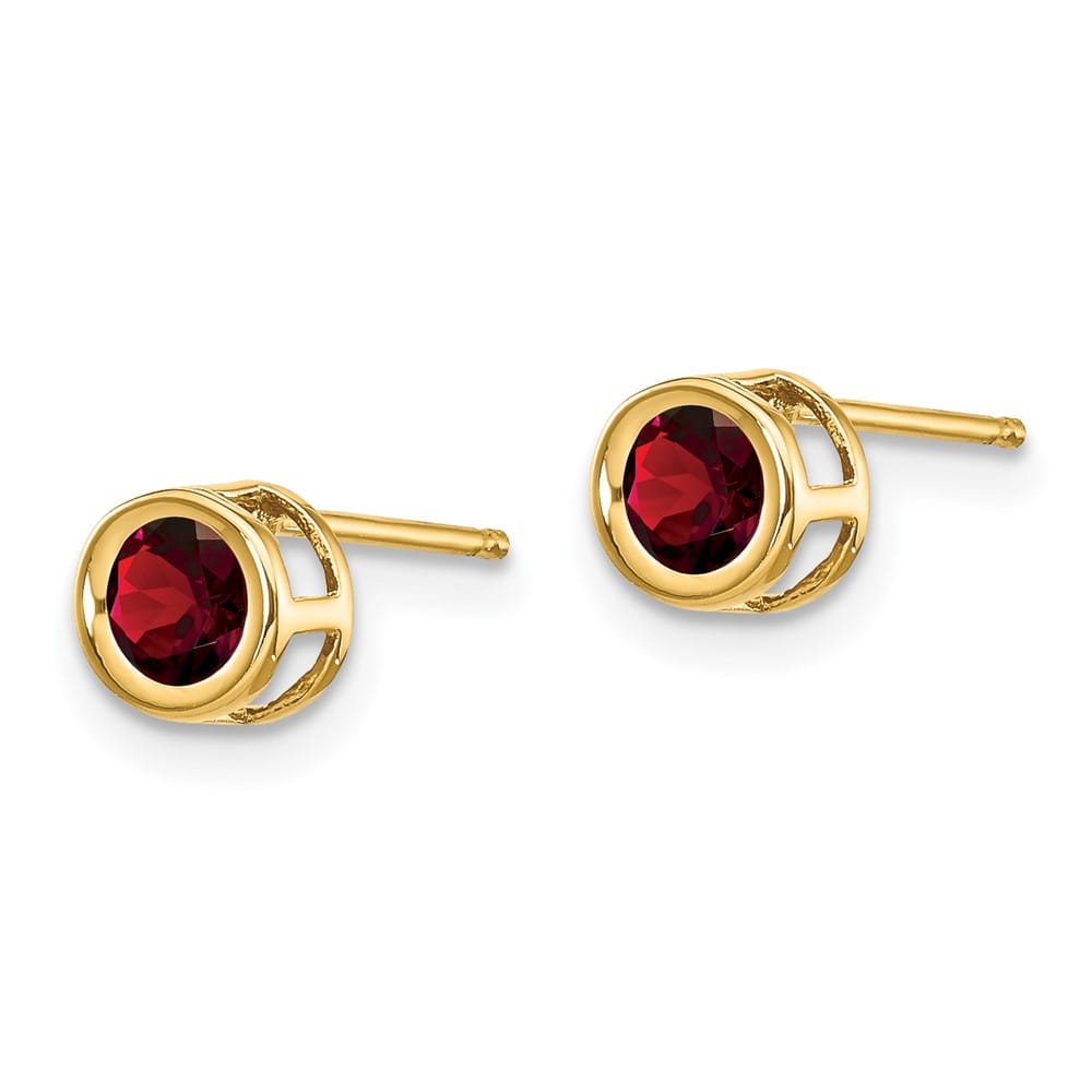 14K Yellow Gold 4mm Round Bezel Post Earrings, view 2 of 24