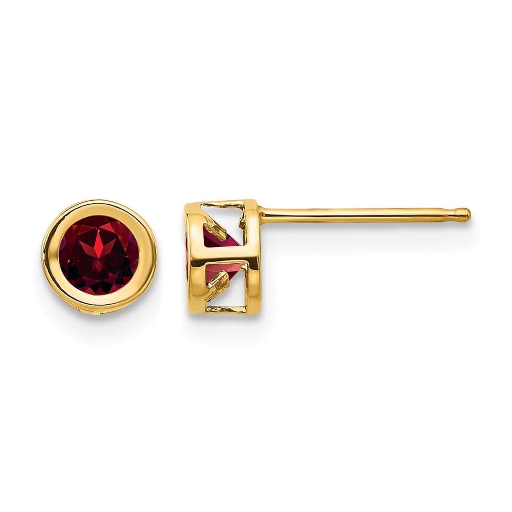 14K Yellow Gold 4mm Round Bezel Post Earrings, view 1 of 24