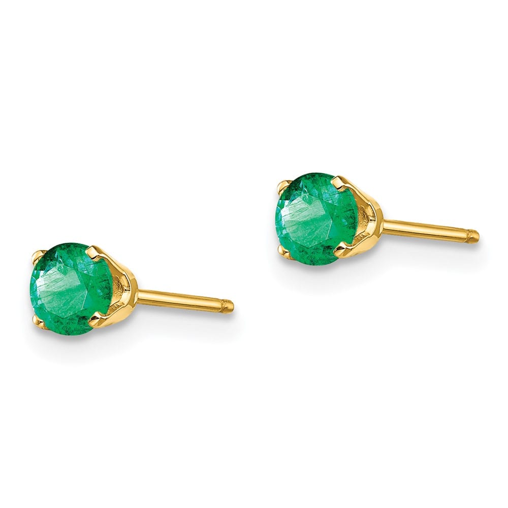 14K Yellow Gold 4mm Round Post Earrings, view 6 of 8