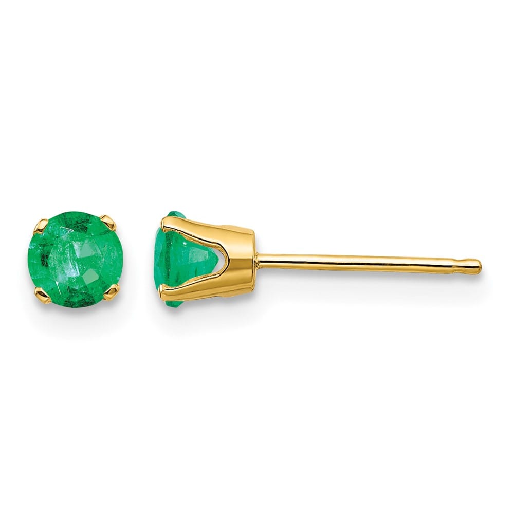 14K Yellow Gold 4mm Round Post Earrings, view 5 of 8
