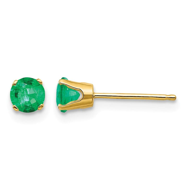 14K Yellow Gold 4mm Round Post Earrings, view 5 of 8