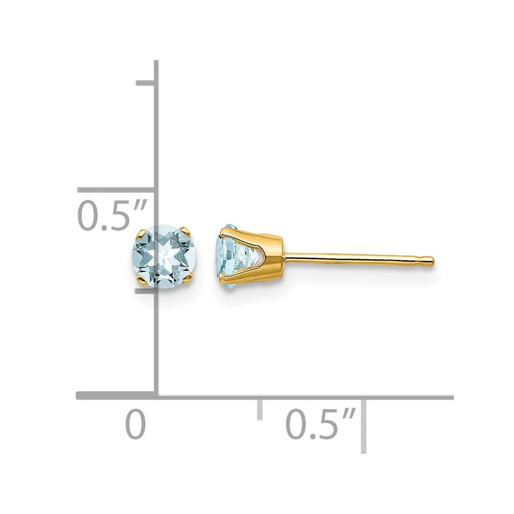 14K Yellow Gold 4mm Round Post Earrings, view 4 of 8