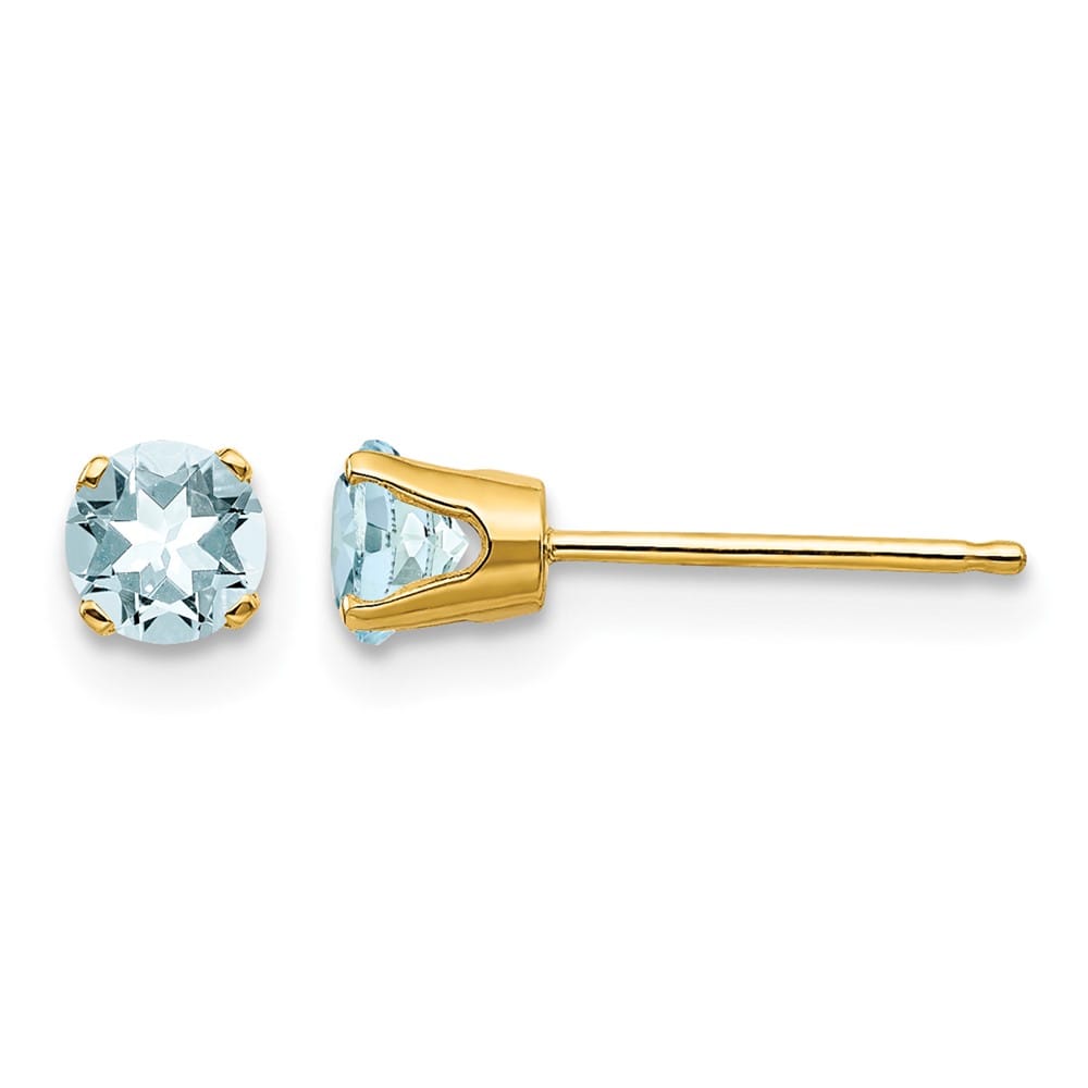 14K Yellow Gold 4mm Round Post Earrings, view 1 of 8
