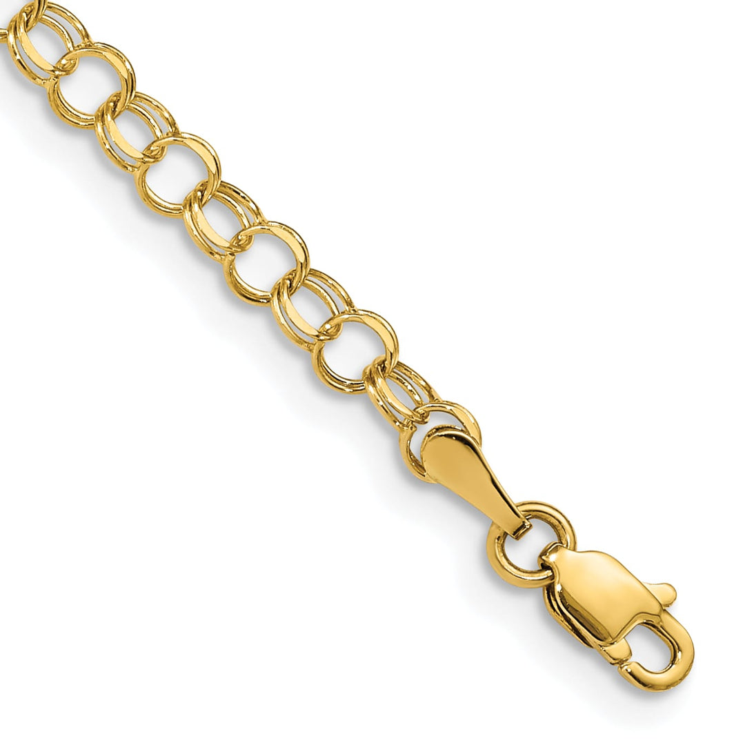 14K Yellow Gold 4mm Solid Double Link Charm Bracelet