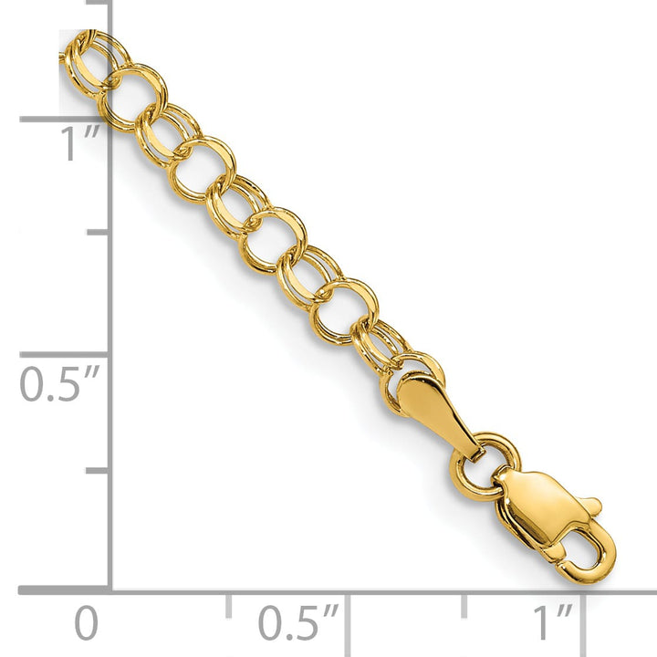 14K Yellow Gold 4mm Solid Double Link Charm Bracelet
