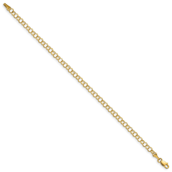 14K Yellow Gold 4mm Solid Double Link Charm Bracelet