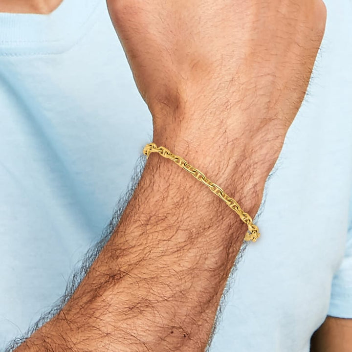 14K Yellow Gold 5.1mm Hand Fancy Link Bracelet