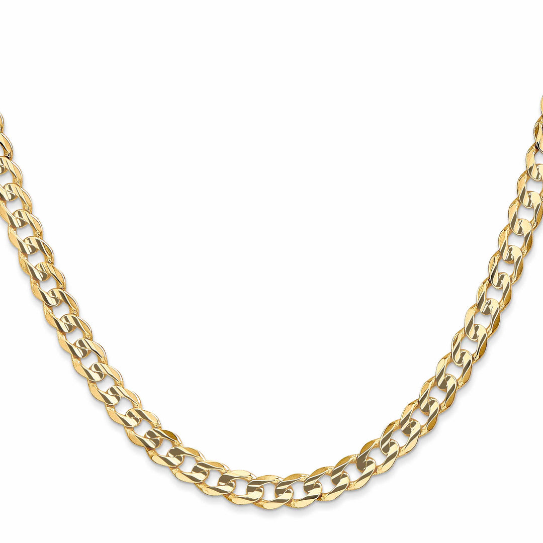 14K Yellow Gold 5.25mm Open Concave Curb Chain 26 Inch