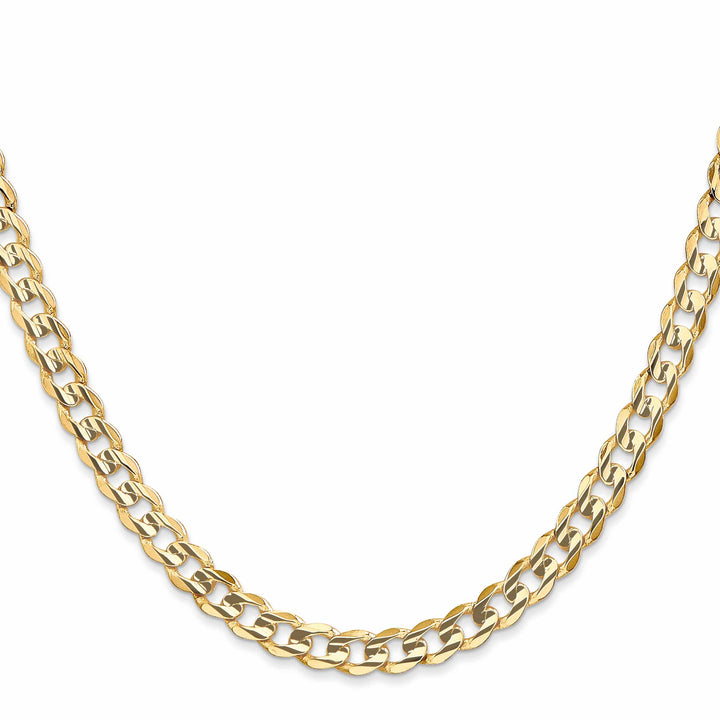 14K Yellow Gold 5.25mm Open Concave Curb Chain 26 Inch