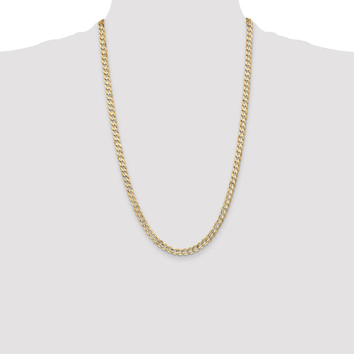 14K Yellow Gold 5.25mm Open Concave Curb Chain 26 Inch