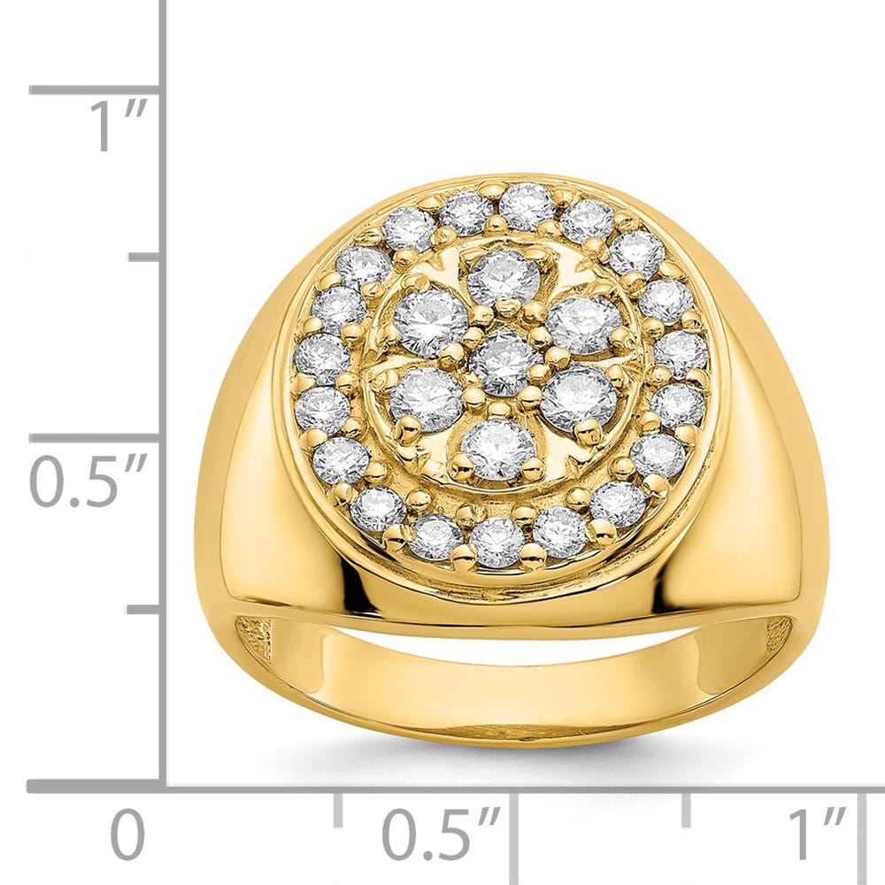 14k Yellow Gold 5.30 g 1 Carat SI2/SI3 Diamond Cluster Men's Ring