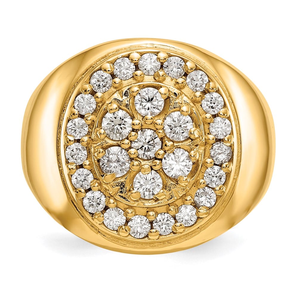 14k Yellow Gold 5.30 g 1 Carat SI2/SI3 Diamond Cluster Men's Ring
