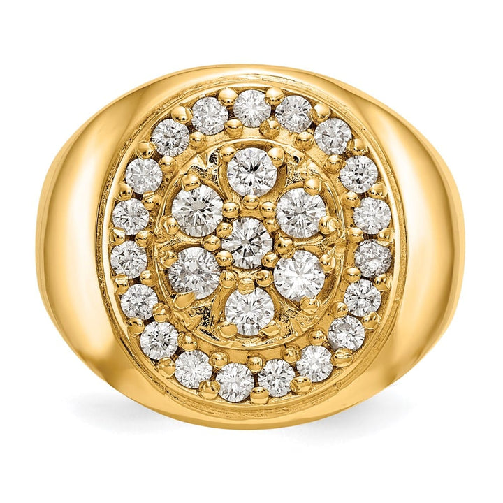 14k Yellow Gold 5.30 g 1 Carat SI2/SI3 Diamond Cluster Men's Ring