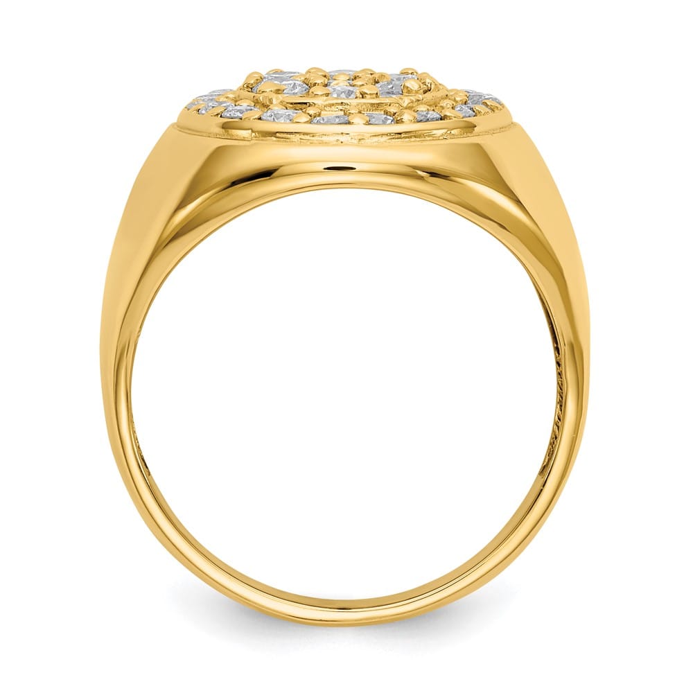 14k Yellow Gold 5.30 g 1 Carat SI2/SI3 Diamond Cluster Men's Ring