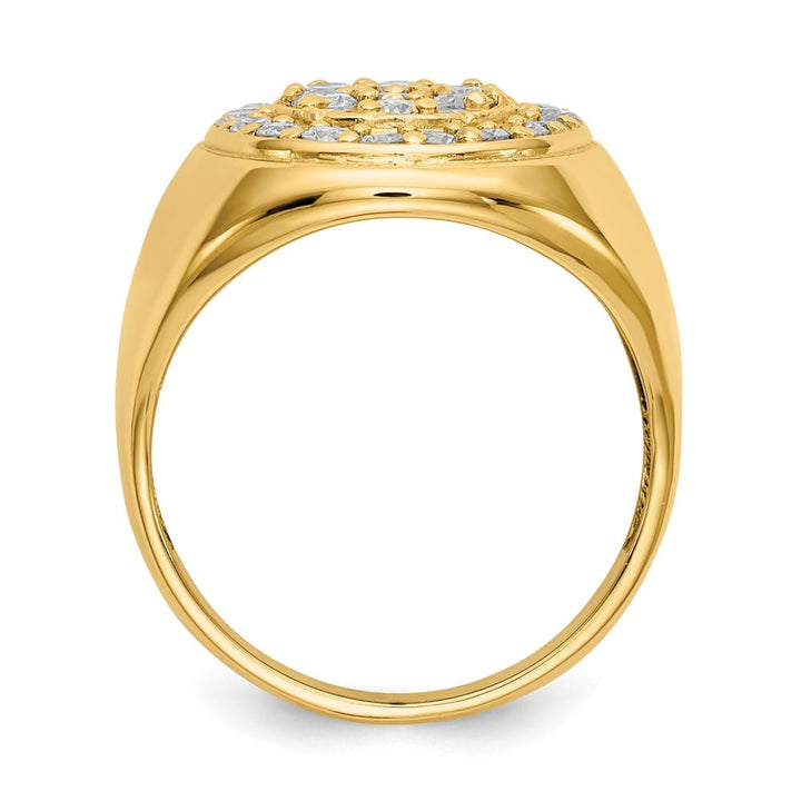 14k Yellow Gold 5.30 g 1 Carat SI2/SI3 Diamond Cluster Men's Ring
