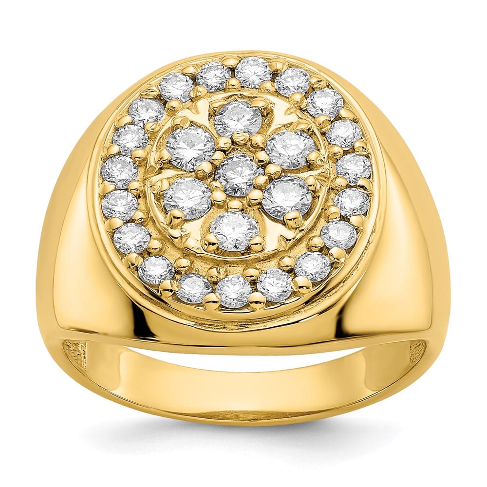 14k Yellow Gold 5.30 g 1 Carat SI2/SI3 Diamond Cluster Men's Ring