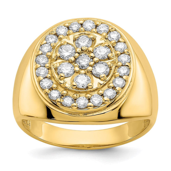 14k Yellow Gold 5.30 g 1 Carat SI2/SI3 Diamond Cluster Men's Ring