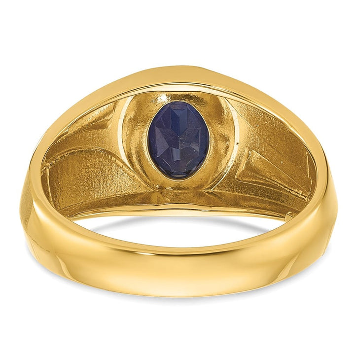 14k Yellow Gold 5.35 g Lab Created Sapphire Diamond Men's Ring