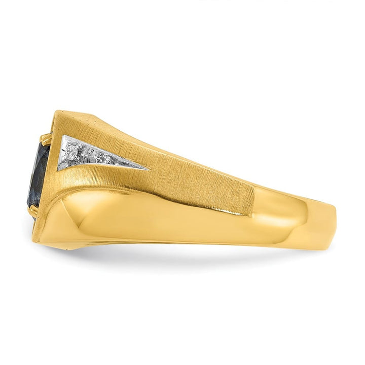 14k Yellow Gold 5.35 g Lab Created Sapphire Diamond Men's Ring