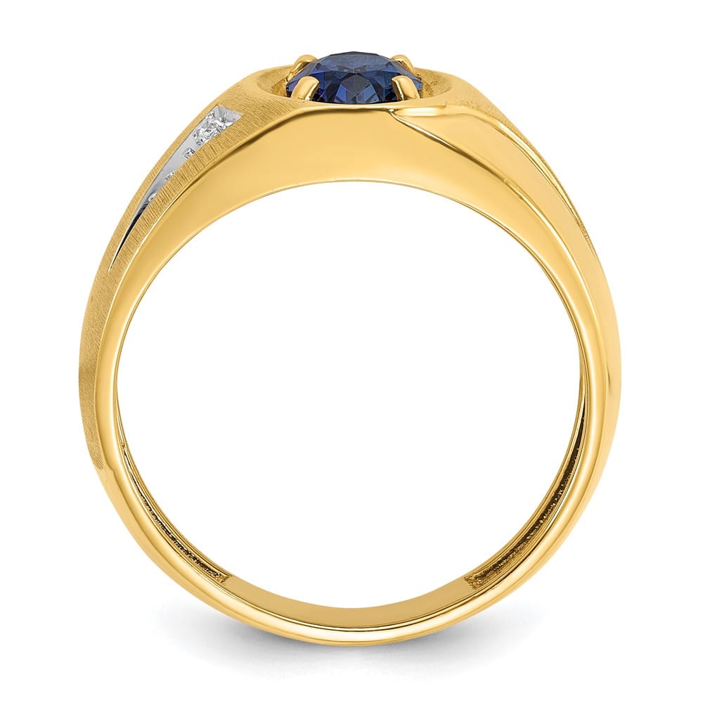 14k Yellow Gold 5.35 g Lab Created Sapphire Diamond Men's Ring