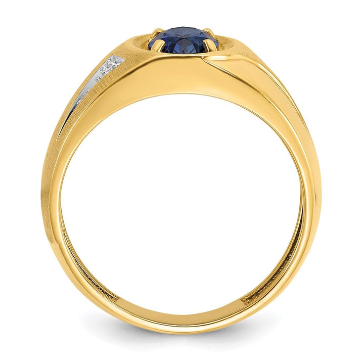14k Yellow Gold 5.35 g Lab Created Sapphire Diamond Men's Ring