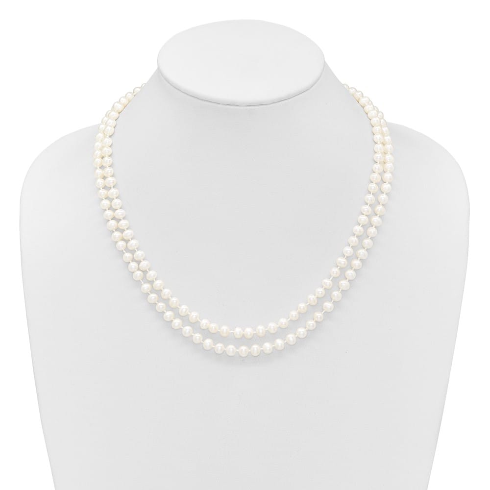 14K Yellow Gold 5-6mm Cultured Pearl Double Strand 18 inch Necklace