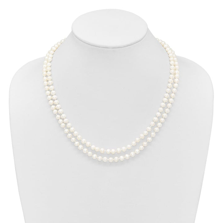 14K Yellow Gold 5-6mm Cultured Pearl Double Strand 18 inch Necklace