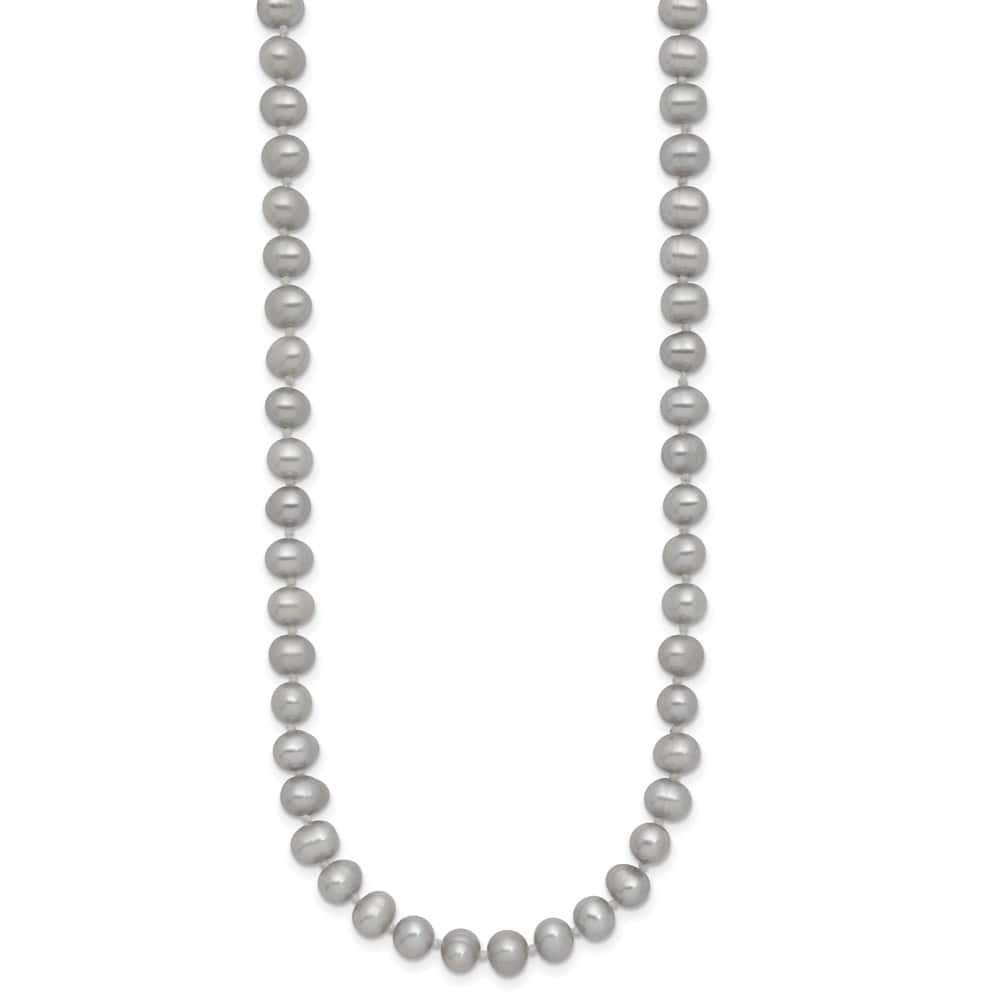 14K Yellow Gold 5-6mm Gray Near Round Cultured Pearl 20 inch Necklace