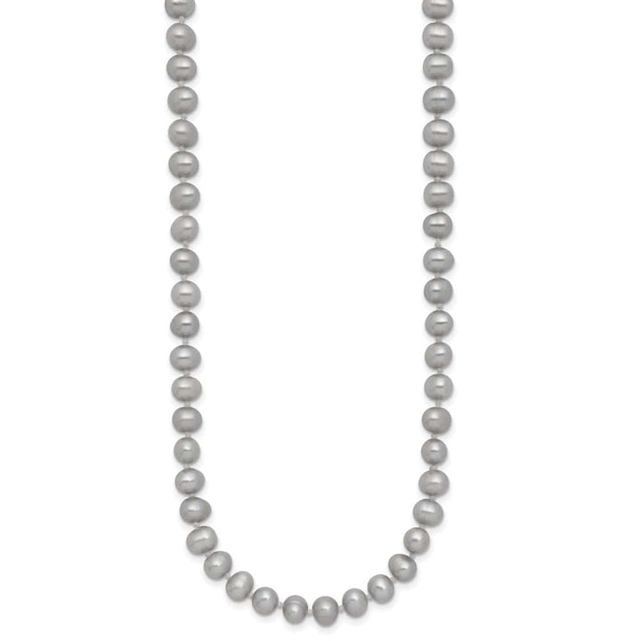 14K Yellow Gold 5-6mm Gray Near Round Cultured Pearl 20 inch Necklace