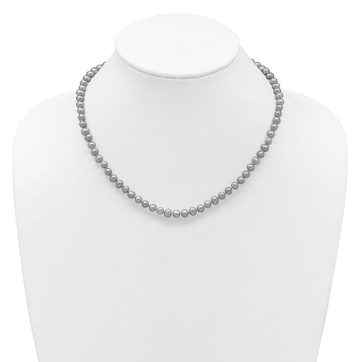 14K Yellow Gold 5-6mm Grey Near Round Cultured Pearl 16 inch Necklace