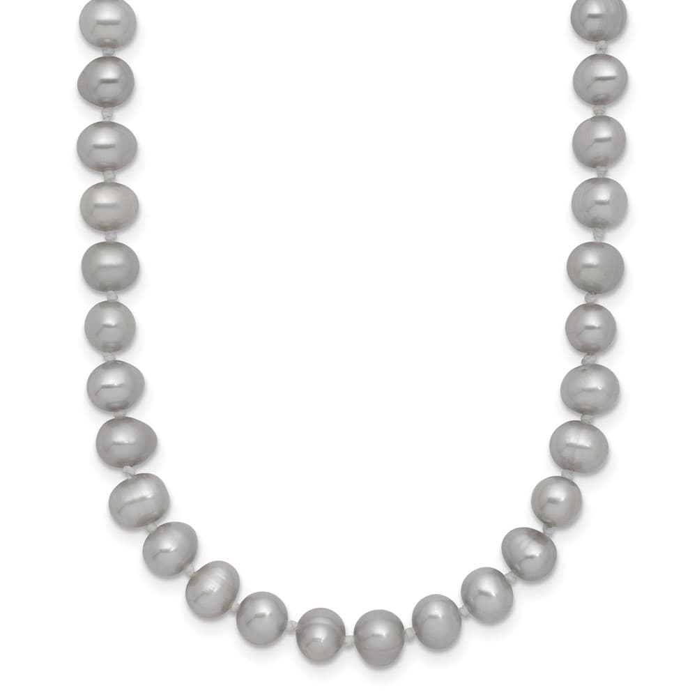 14K Yellow Gold 5-6mm Grey Near Round Cultured Pearl 16 inch Necklace