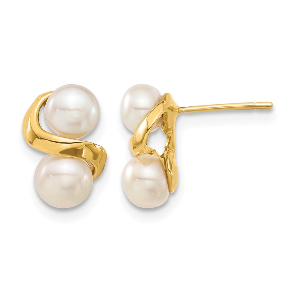 14K Yellow Gold 5-6mm White Freshwater Cultured Pearl Set (XF623SET)