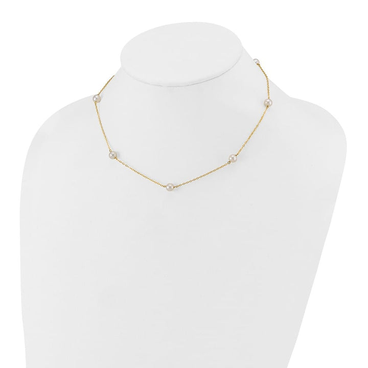 14K Yellow Gold 5-6mm White Near-Round Cultured Pearl 16 inch Necklace