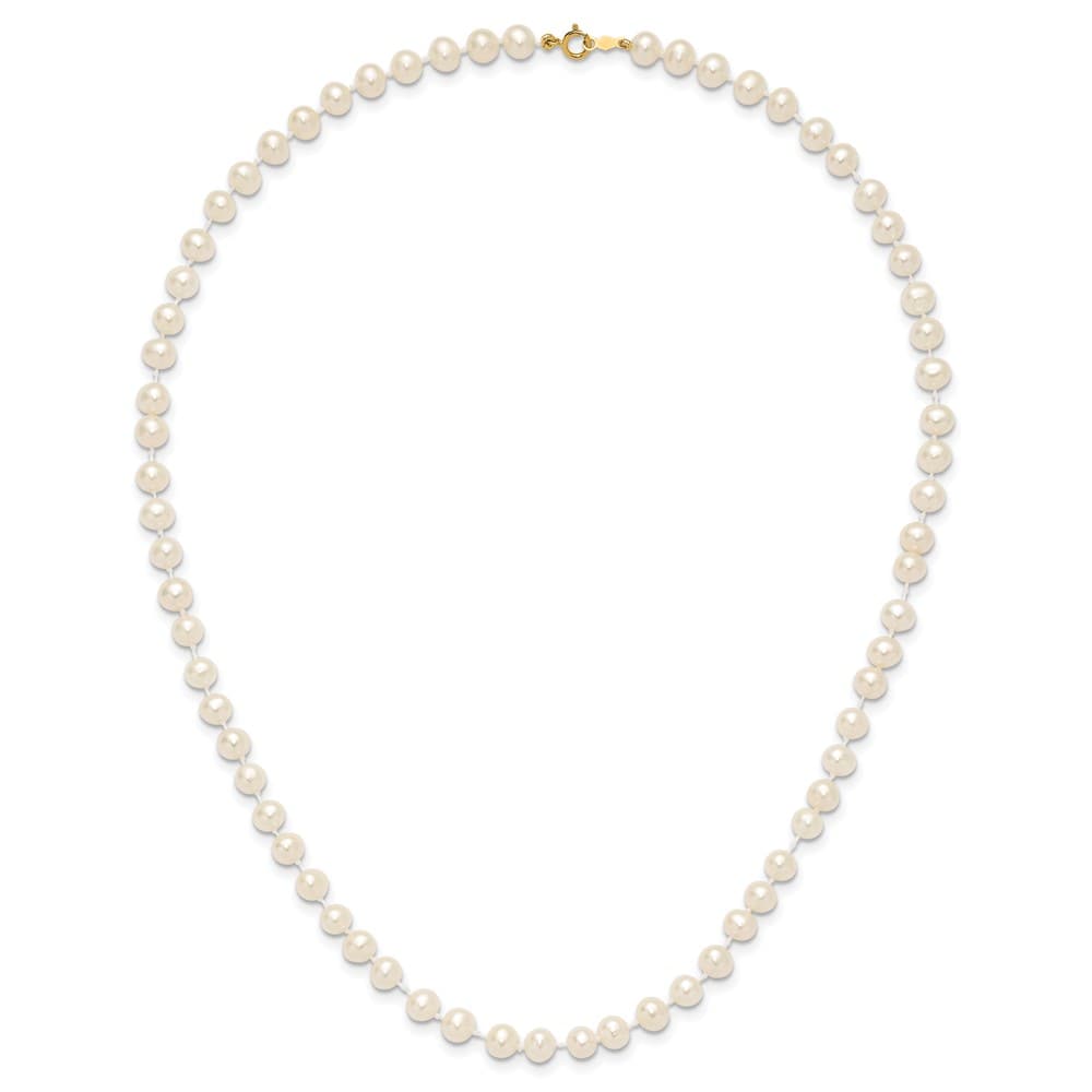 14K Yellow Gold 5-6mm White Semi-Round Cultured Pearl 16 inch Necklace
