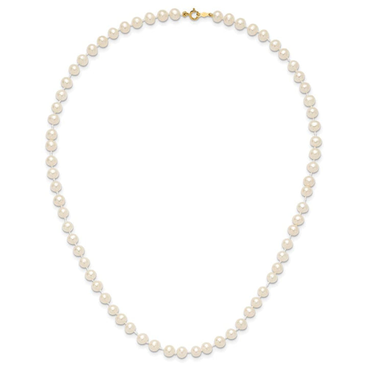 14K Yellow Gold 5-6mm White Semi-Round Cultured Pearl 16 inch Necklace