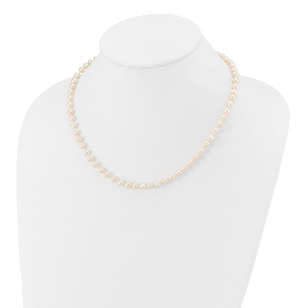 14K Yellow Gold 5-6mm White Semi-Round Cultured Pearl 16 inch Necklace