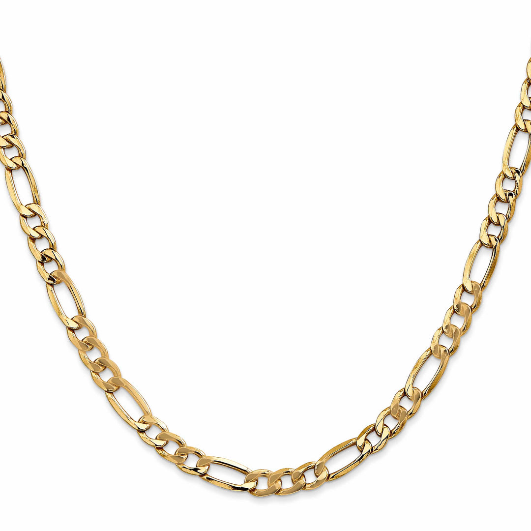 14K Yellow Gold 5.75mm Semi-Solid Figaro Chain 26 Inch