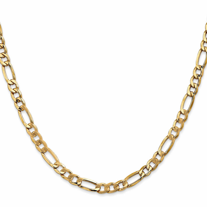 14K Yellow Gold 5.75mm Semi-Solid Figaro Chain 26 Inch