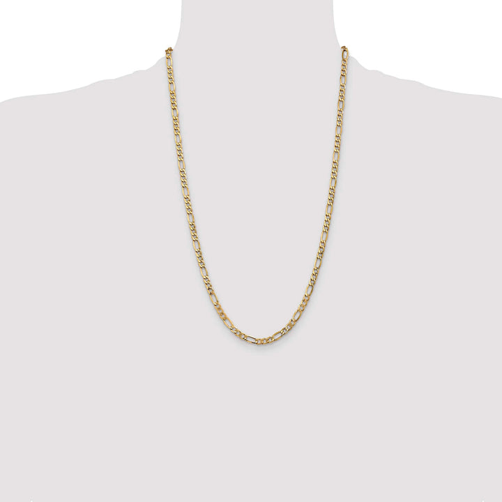 14K Yellow Gold 5.75mm Semi-Solid Figaro Chain 26 Inch