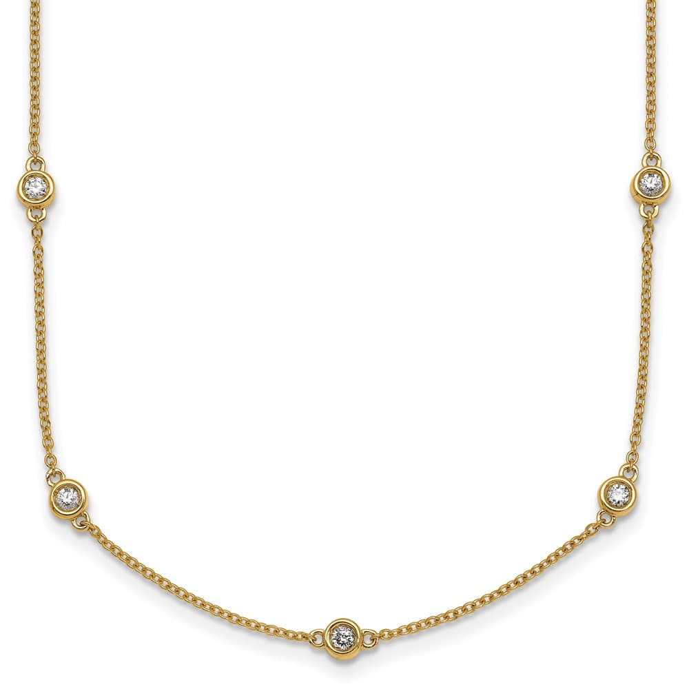 14K Yellow Gold 5/8 carat Diamond Chain 17-Station 20 inch Necklace